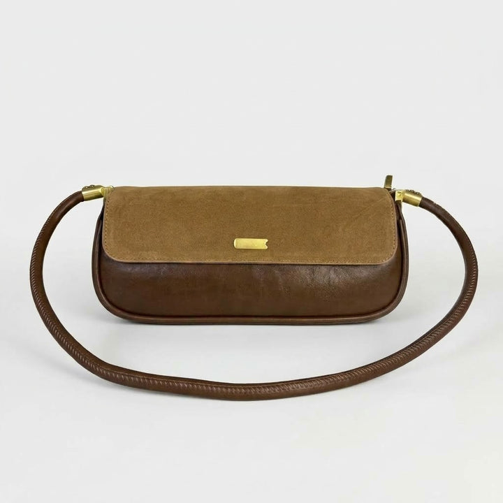 Elegance Two-Tone Suede & Leather Shoulder Bag