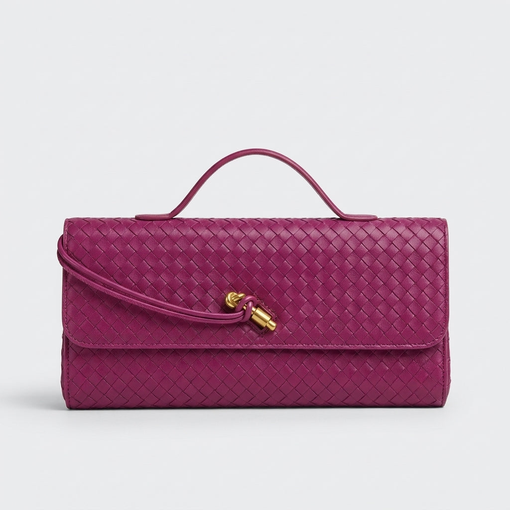 black-woven-leather-knot-shoulder-bag