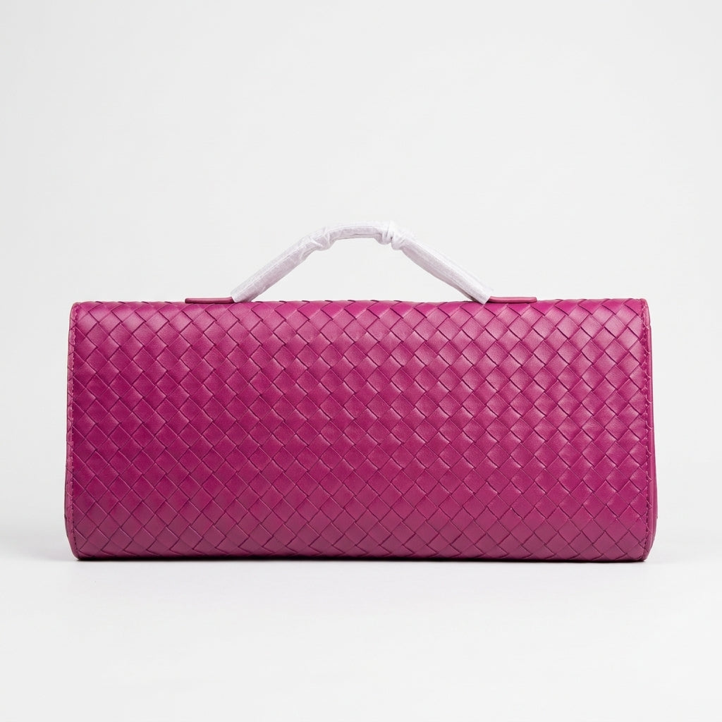 magenta-woven-leather-knot-shoulder-bag