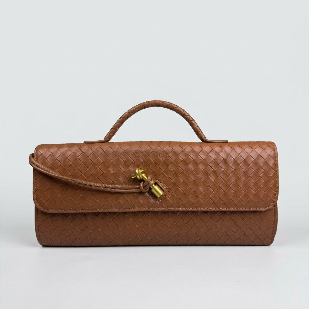 black-woven-leather-knot-shoulder-bag