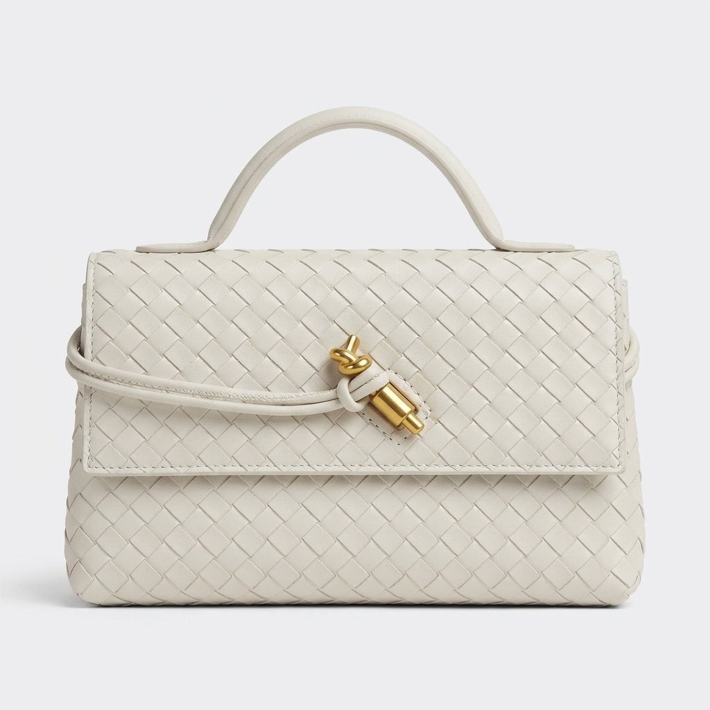 black-woven-leather-knot-shoulder-bag