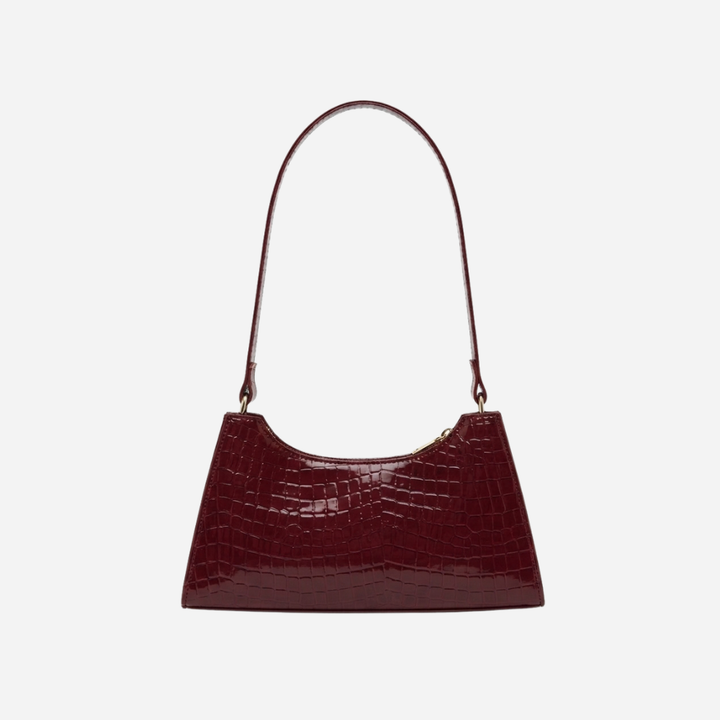 Crocodile Pattern Patent Leather Shoulder Bag