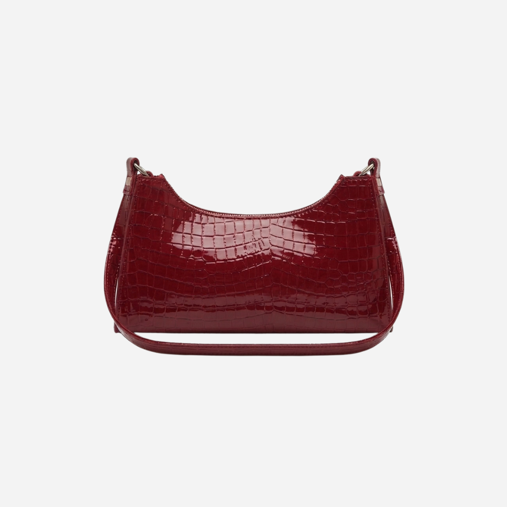 crocodile-pattern-patent-leather-shoulder-bag